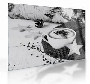 Skleněný obraz - Zimní cappuccino (70x50 cm)