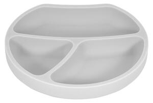 Světle šedý silikonový dětský talíř Kindsgut Plate, ø 20 cm
