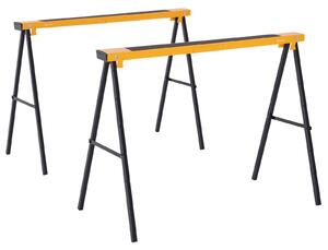 DURHAND Skládací stojan na dřevo 2 kusy, stabilní kovová konstrukce, žlutá 99,5 x 50 x 76 cm | Aosom