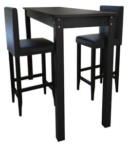Černý barový stůl a 2 barové židle