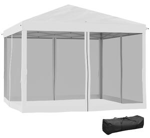 Pavilion Outsunny cca 3x3m, voděodolný stabilní zimní skládací pavilion s UV ochranou, skládací párty stan s 4 bočními panely, taška na zahradní pavil