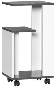 HOMCOM Noční stolek se 4 kolečky - Moderní design s 3 policemi do ložnice nebo obývacího pokoje - Šedý a bílý 35 x 29,5 x 65,5 cm | Aosom