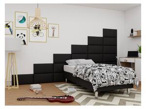 Čalouněná jednolůžková postel 120x200 NECHLIN 2 - černá ekokůže + panely 60x30 cm ZDARMA