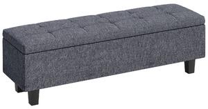 HOMCOM Úložná lavice, polstrovaná lavice s vzhledem lnu, dřevěné nohy, moderní lavice na konci postele pro chodbu, ložnici, obývací pokoj, 138 x 40 x