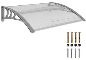 Outsunny Slunečník pro Přední Dveře 100 x 75 cm Obloukový Slunečník z Hliníku a Polykarbonátu s UV Ochrannou pro Přední Dveře na Balkón, Slunečník, Oc