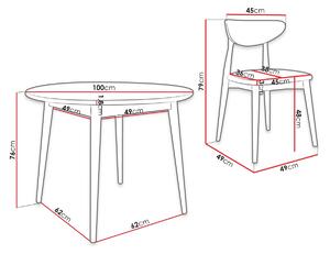 Jídelní stůl 100 cm se 4 židlemi OLMIO 1 - přírodní dřevo / černý / béžový