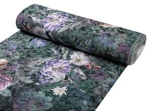 Biante Dekorační povlak na polštář BM-010 Velké fialové květy na tmavě zeleném 40 x 60 cm