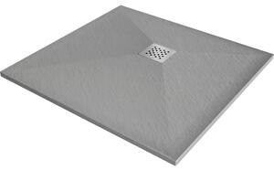 Mexen Stone+ kompozitní čtvercová sprchová vana 90 x 90 cm, Šedá-Beton - 44619090
