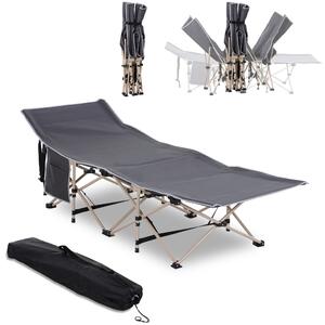 Skládací kempovací postel Outsunny s transportním pytlem 190 x 68 x 52 cm do 150 kg pro dospělé, skládací postel pro vnitřní a venkovní použití | Aoso