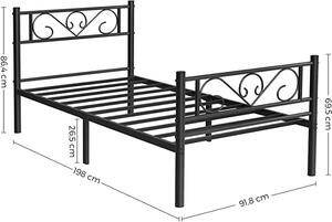 VASAGLE Kovový rám postele jednolůžko černé