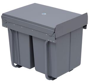HOMCOM Systém na třídění odpadu 1 x 20L + 2 x 10L Vestavěný odpadkový koš se 3 oddíly Vytahovací systém pro třídění odpadu pro instalaci do spodní skř