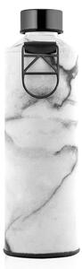 Černo-bílá láhev z borosilikátového skla s obalem z umělé kůže Equa Mismatch Stone, 750 ml