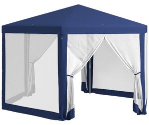 Outsunny Pavilon 4x3m Hexagonální Voděodolný Stabilní Zimní Odolný Pavilon s Moskytiérou, Party Stan, Zahradní Altán se 6 Bočními Panely pro Kempování
