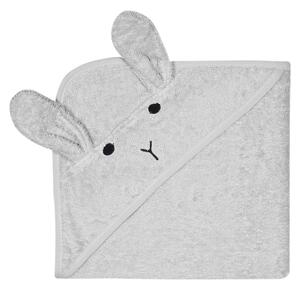 Šedý bavlněný dětský ručník s kapucí Kindsgut Rabbit