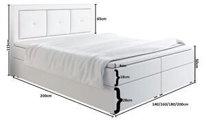 Boxspringová postel LILLIANA 4 - 140x200, bílá eko kůže