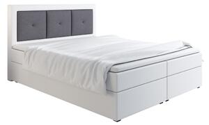 Boxspringová postel LILLIANA 4 - 140x200, bílá eko kůže / šedá