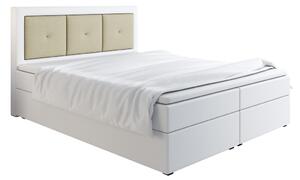 Boxspringová postel LILLIANA 4 - 140x200, bílá eko kůže / béžová