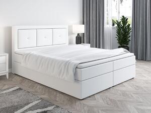 Boxspringová postel LILLIANA 4 - 140x200, bílá eko kůže