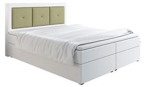 Boxspringová postel LILLIANA 4 - 160x200, bílá eko kůže / zelená