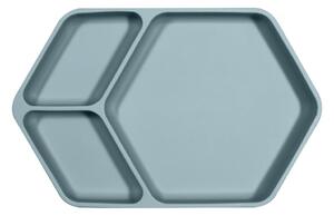 Modrý silikonový dětský talíř Kindsgut Squared, 25 x 16 cm