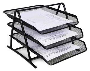 Verk 01652 Drátěný stolní odkladač kancelářský 3-šuplík černý