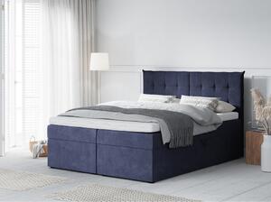 Tmavě modrá boxspring postel s úložným prostorem 140x200 cm Echaveria – Mazzini Beds