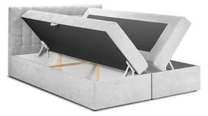 Světle šedá boxspring postel s úložným prostorem 140x200 cm Jade – Mazzini Beds