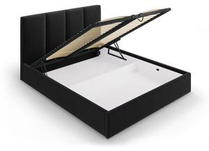 Černá sametová dvoulůžková postel Mazzini Beds Juniper, 140 x 200 cm