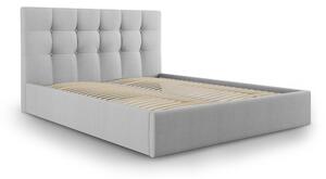 Světle šedá čalouněná dvoulůžková postel s úložným prostorem s roštem 160x200 cm Nerin – Mazzini Beds