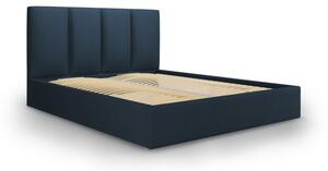 Tmavě modrá čalouněná dvoulůžková postel s úložným prostorem s roštem 180x200 cm Juniper – Mazzini Beds