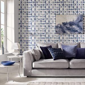 Luxusní modrobílá vliesová tapeta na zeď - batika, 103933 Reverie, Graham&Brown