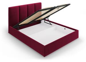 Vínově červená sametová dvoulůžková postel Mazzini Beds Juniper, 140 x 200 cm