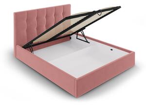 Růžová sametová dvoulůžková postel Mazzini Beds Nerin, 180 x 200 cm