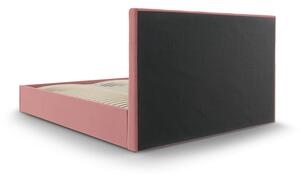 Růžová sametová dvoulůžková postel Mazzini Beds Nerin, 180 x 200 cm