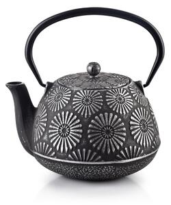 Cookini Litinová konvice na čaj Alor 1100ml černá/šedá s květy