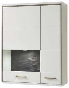 ZÁVĚSNÁ VITRÍNA, šedá, barvy stříbra, bílá, vysoce lesklá bílá, 94/120/38 cm Livetastic - Závěsné vitríny, Online Only