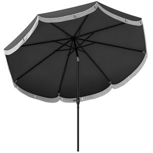 Outsunny Slunečník Ø269 cm, UV 30+ Osmiboký Balkónový Slunečník Plážový Slunečník Odolný proti Větru Tržní Slunečník S Klikou Ochrana Proti Slunci pro