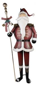 Velká kovová vánoční dekorace Santa Claus se zvonečky – 82x36x260 cm