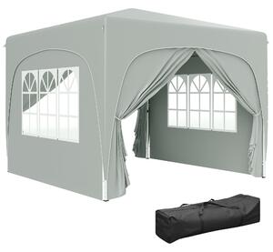 Outsunny Pavilon 3x3m, Voděodolný Stabilní Zimní Skládací Pavilon s UV Ochrannou 50+, Skládací Party Stan s 4 Bočními Panely a Taškou pro Přenášení, Z