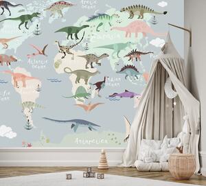 Fototapeta Pastelová mapa dinosaurů Materiál: Vliesová, Rozměry: 200 x 140 cm