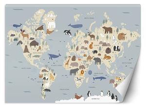 Fototapeta Pastelová mapa kontinentů Materiál: Vliesová, Rozměry: 200 x 140 cm