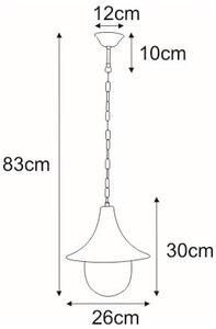 Kaja Boston venkovní závěsná lampa 1x60 W černá-zlatá K-8126CZARNY/ZŁOTY