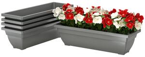 Sada plastových květináčů Outsunny 5 ks, 59 x 21 x 16 cm, stohovatelné květináče, odolné vůči povětrnostním podmínkám, květináče pro vnitřní i venkovn