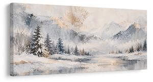 Obraz zasněžené štíty nad klidnou hladinou