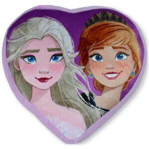 Polštář ve tvaru srdce Ledové království - Frozen - motiv Anna a Elsa - 36 x 36 cm