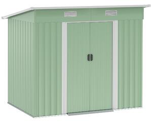 Zahradní kůlna Outsunny z kovu 2,3 m² 207 x 130 x 182 cm - pultová střecha, okno, skládací dveře, odolná kůlna do zahrady | Aosom