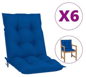 Podušky na zahradní židle 6 ks královsky modré 100 x 50 x 7 cm