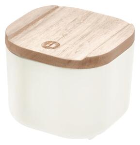 Bílý úložný box s víkem ze dřeva paulownia iDesign Eco, 9 x 9 cm