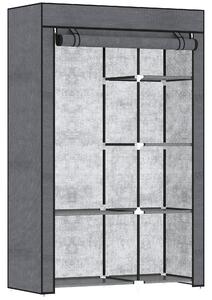 HOMCOM Textilní Šatní Skříň s 6 Policemi, Šatní Tyč, Zipová Skříň do Předsíně a Ložnice, 103 x 43 x 162,5 cm, Tmavě šedá | Aosom