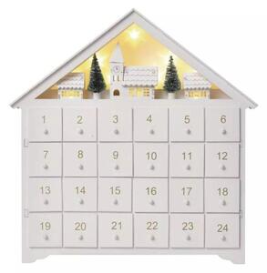 Dřevěný LED adventní kalendář Emos DCWW02, teplá bílá, 35x33 cm